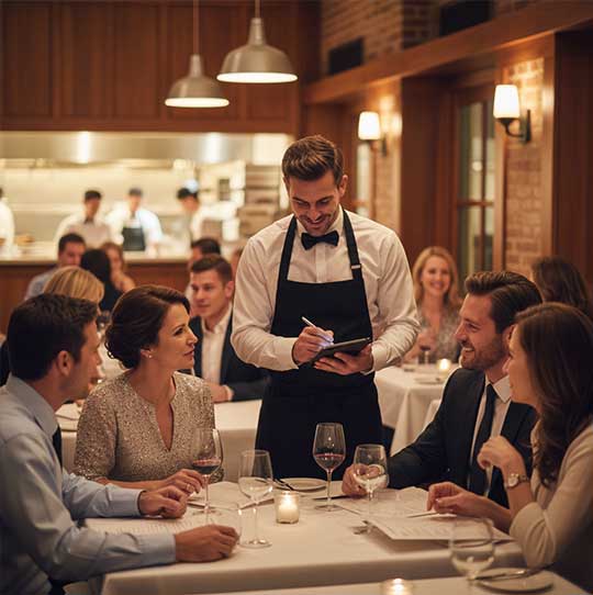 Un serveur prend une commande